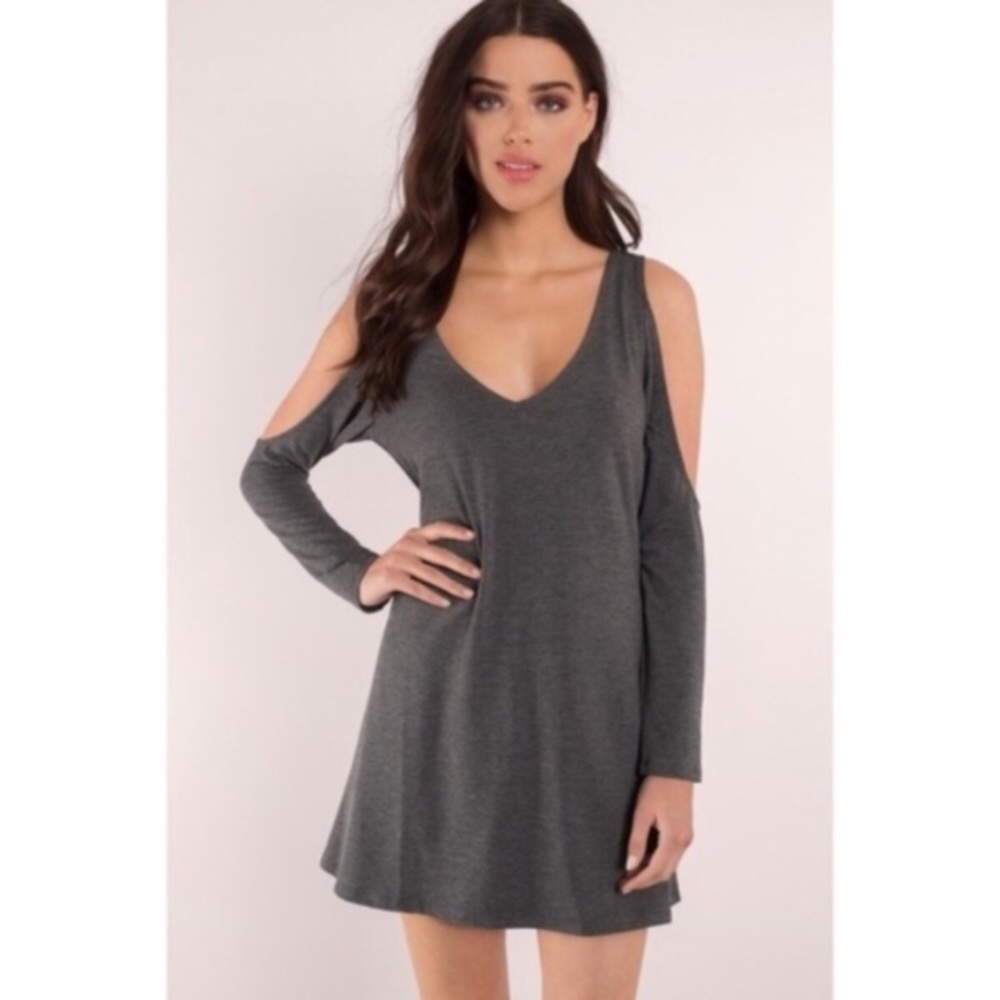 Tobi Grey Cold Shoulder Dress - Size M